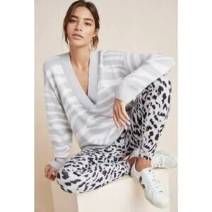Varley x Revolve Calvert Swater Zebra Print Sz M Merino Blend Anthropologie